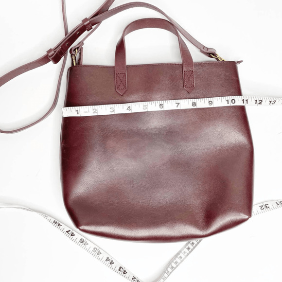 Madewell The Zip Top small Transport Tote crossbody dark cabernet red leather - Picture 6 of 8